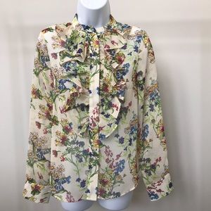 H&M Sheer  Button Down  Blouse